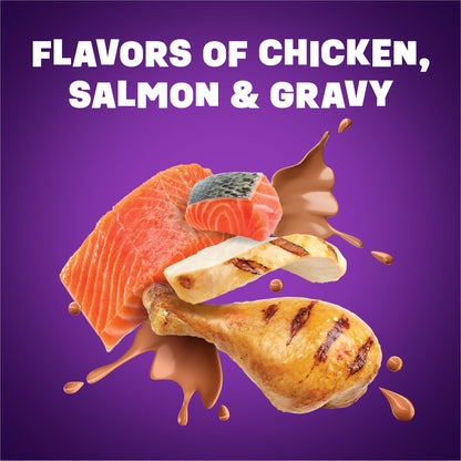 Purina Friskies Dry Cat Food Gravy Swirl'd With Flavors of Chicken, Salmon and Gravy - 3.15 lb. Bag