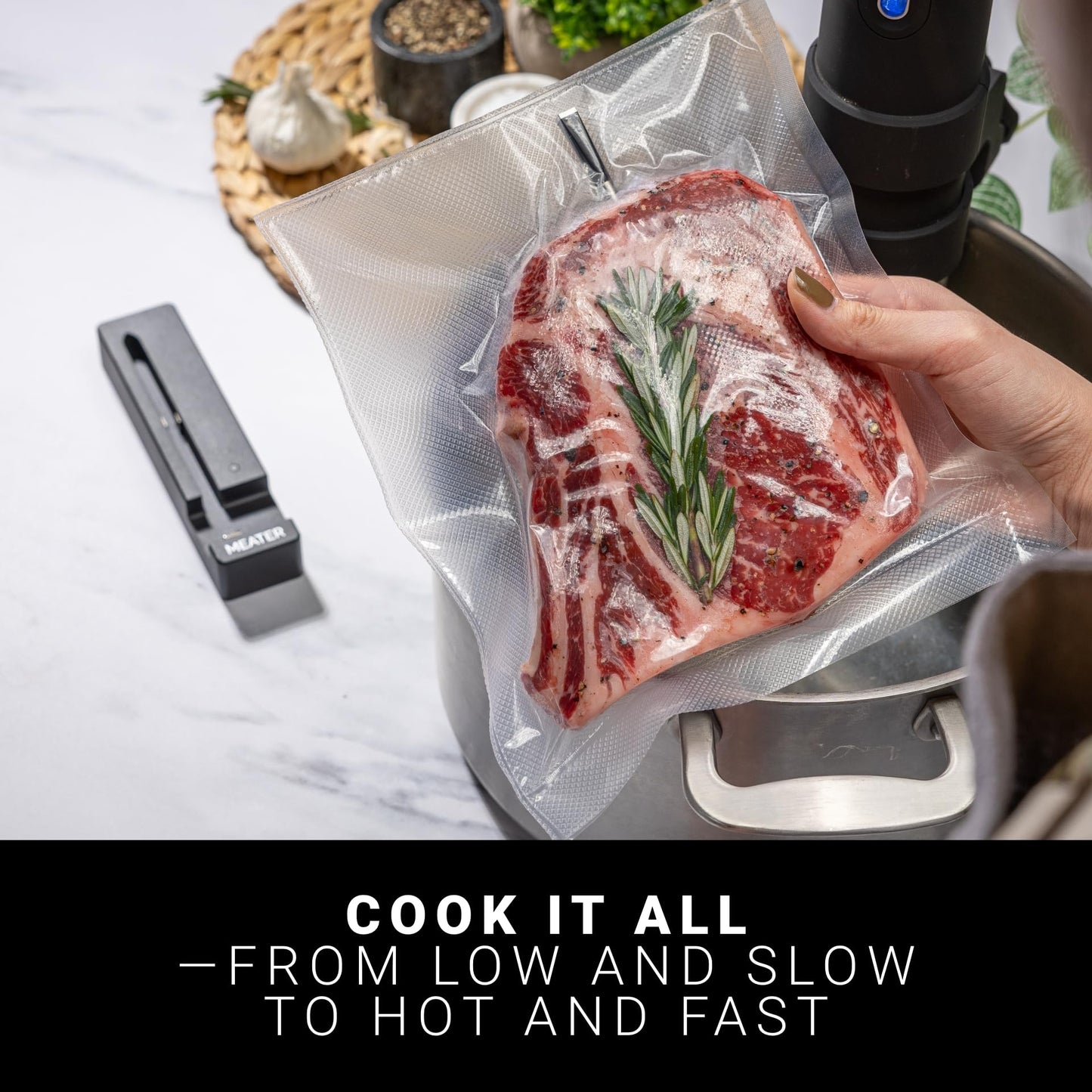 MEATER Plus: Smart Bluetooth Wireless Meat Thermometer Digital | BBQ, Grill, Oven, Smoker, Air Fryer, Kitchen | Perfect for Steak, Chicken, Turkey, and More | Delicious Recipes in App
