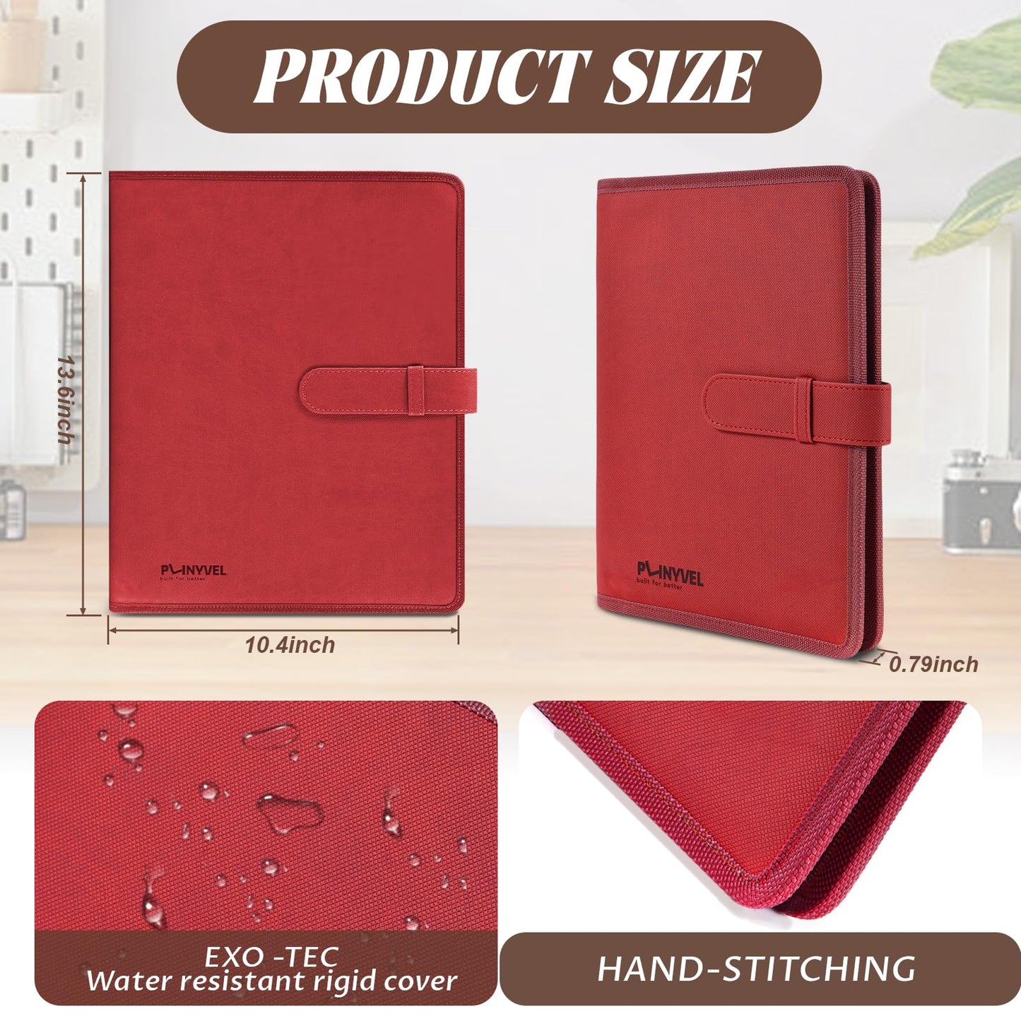Plinyvel Travel Sketch Case & Cover: Leather Organizer Fits 5.5x8.5 Sketch Book & Spiral Pad | All-in-One Art Kit with Pencil Holder | Compact for Artists, Beginners & Travel (Red