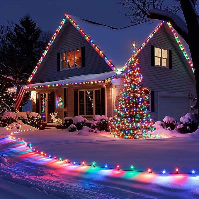 C9 Christmas Lights Outdoor Multicolor, 100FT 100LED string Lights Waterproof Shatterproof, Extendable C9 Xmas Lights, Indoor Outdoor Christmas String Light for House Roof Patio Garden Tree Party