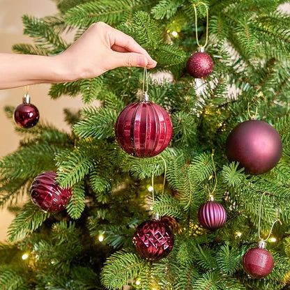JORNOY Christmas Tree Ornaments Set, 47 Pack Assorted Shatterproof Hanging Balls Decorations, Plastic Bulbs Bulk with Lanyard for Home Holiday Party Decor, 3-Sizes (Jewel Tone)