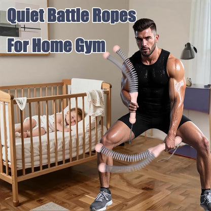 MOSHEEHDOR 2nd Gen Ropeless Battle Ropes for Home Gym, Heavy Duty Portable Cordless Battle Ropes with Integrated Spring (No Screws), Weighted Exercise Rope for Men & Women, HIIT Workout Equipment(Pink)