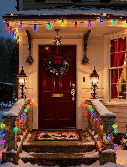 25Ft LED Christmas Outdoor String Lights, G40 Globe Lights with 27 0.6W Clear Multicolor Bulbs, Vintage Christmas Lights for Holiday Party Backyard Wedding Garden Patio Porch Decor, Green Wire