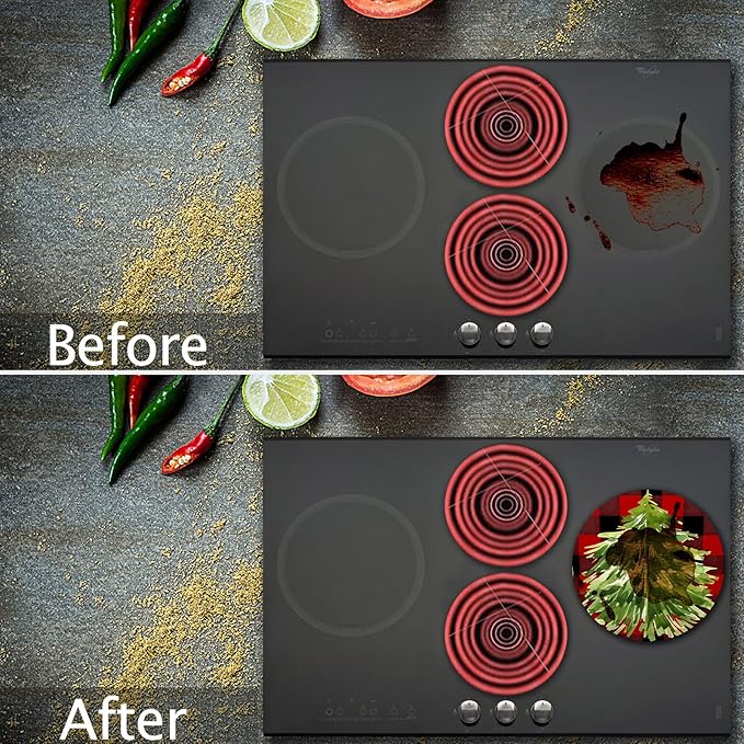 Christmas Decor Electric Stove Burner Covers，4 Pcs Xmas Decor Round Stove Burner Covers，8 Inches and 10 Inches，Gas Stove Burner Cover,Metal Cooktop Christmas Tree Decorative，Home Decor,Kitchen Decor