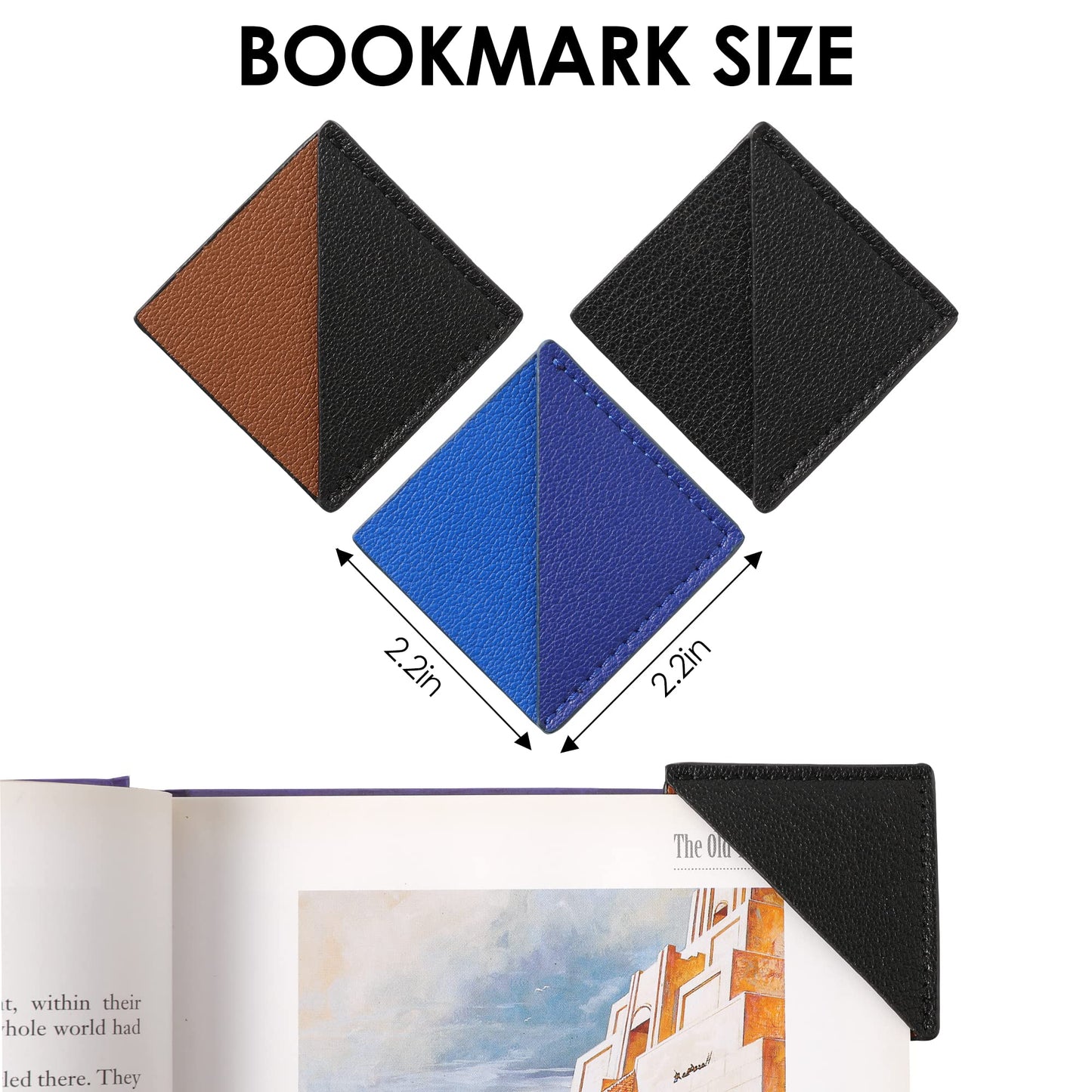 URIZZD Leather Corner Bookmarks for Men Women, Handmade Book Markers for Book Lovers Reading Bookmark Set 6 PCS (6 Pack)