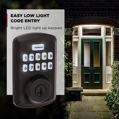 Kwikset Powerbolt 250 10-Button Keypad Satin Nickel Transitional Electronic Deadbolt Door Lock, Featuring Convenient Keyless Entry, Customizable User Codes, Auto Locking