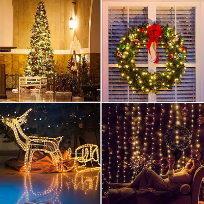 2 Pack Fairy Lights Battery Operated with Remote,Each 40FT 120 LED Copper Wire Twinkle Lights,Timer Waterproof Outdoor 8 Modes Starry String Lights for Party Wedding Christmas Decor(Warm White)
