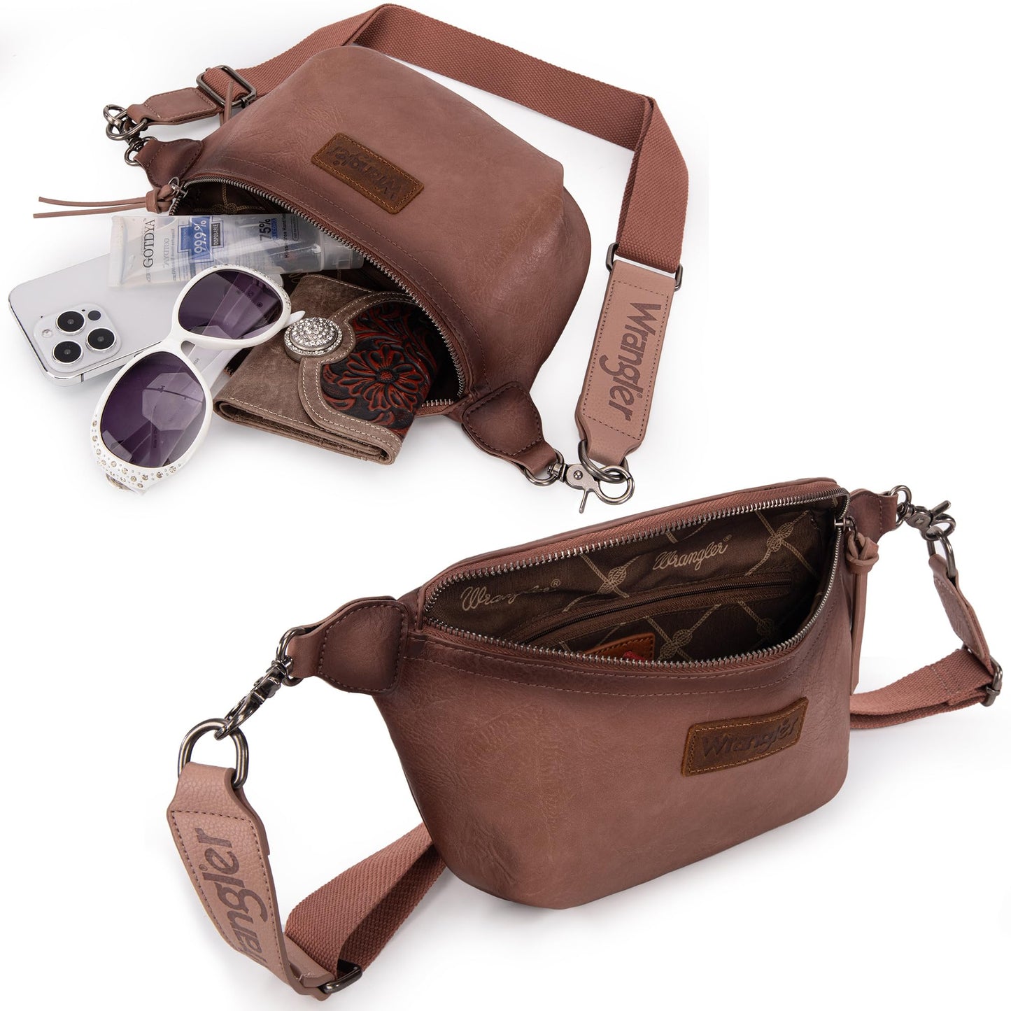 Wrangler Large Fanny Packs for Women Waist Bag Travel Belt Bags Crossbody Sling Purse WG82-A194HPK