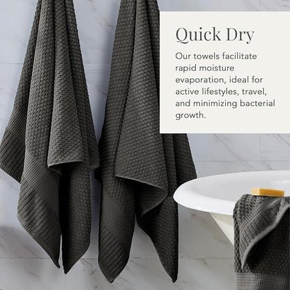 NY Loft 100% Cotton 6 Piece Bath Towel Set | Grey Towels | Oeko-TEX® Standard