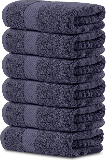 White Classic Luxury Navy Blue Hand Towels