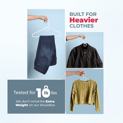 Made in USA Heavy Duty Clothes Hangers Bulk - 20, 30, 50, 100 Pack Available - Strong Plastic Hangers for Jackets, Coats, Closet and Clothing (18pk White)