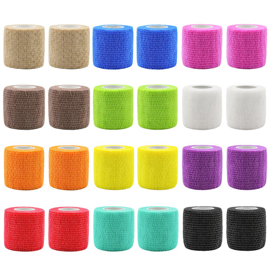 Self Adhesive Bandage Wraps, 24pack 2" X 5 Yards Breathable Elastic Wraps, 12 Color Vet Wraps