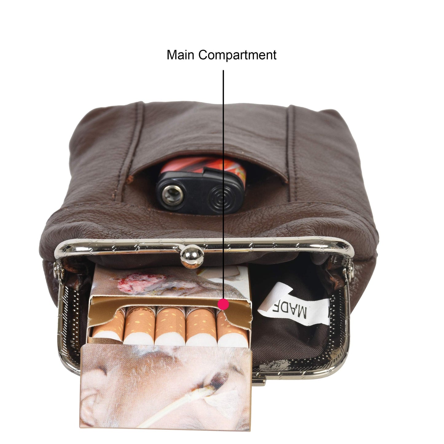 Leather Cigarette Case Pack Holder Regular or 100's Lighter Pocket by Leatherboss (Brown)