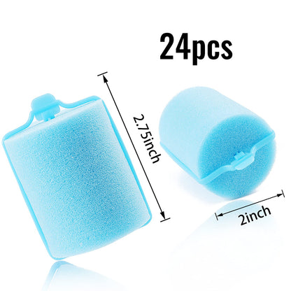 BEAUTIYAND Jumbo Foam Sponge Hair Roller Soft Sleeping rollers Curvy Wavy Hairstyle Curling Hair Styling Tools 24 Pieces Use For Long Hair Short Hair Ladies And Children 2"X2.75" (Pink)