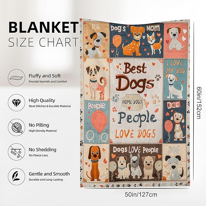 Cute Puppy Throw Blanket, Cartoon Blanket Throw for Adults, Lightweight Soft Cozy Blanket for Couch Sofa Bed Room Decor 50x60 Inches