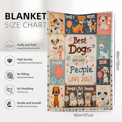 Cute Puppy Throw Blanket, Cartoon Blanket Throw for Adults, Lightweight Soft Cozy Blanket for Couch Sofa Bed Room Decor 50x60 Inches