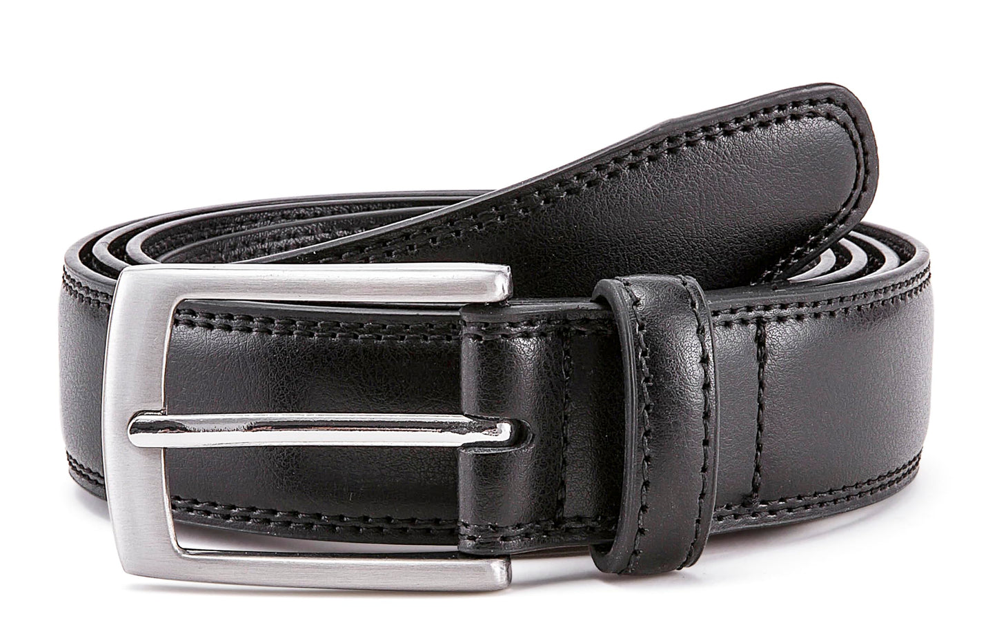 MILORDE Leather Black Belt, Fashion & Classic Design for Dress and Causal (Size 46 (Waist 44), Basic Black)