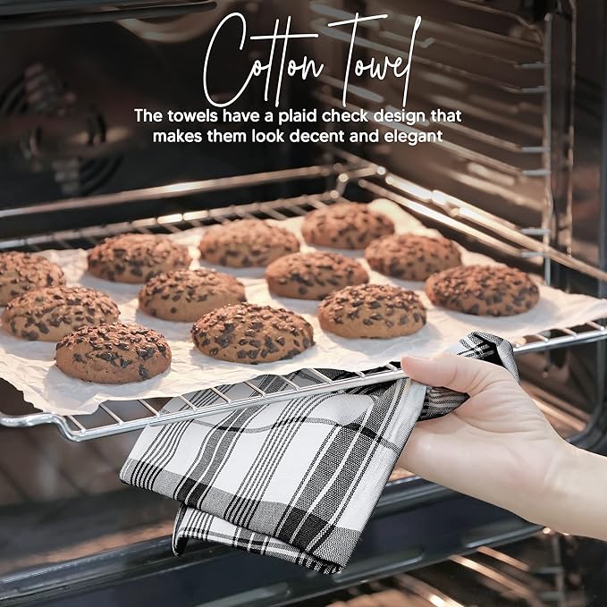 Utopia Towels Black & White Dish Towels 100% Ring Spun Cotton Highly Absorbent