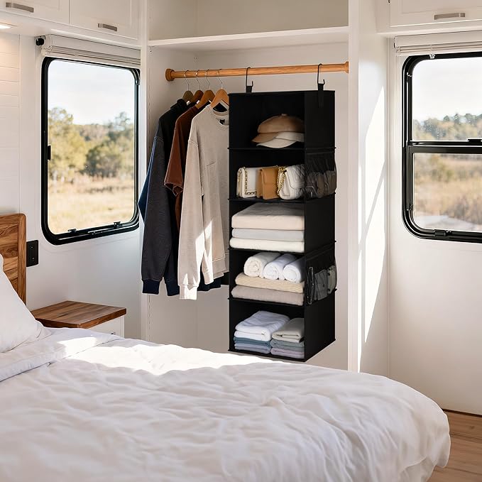 StorageWorks 5-Shelf Hanging Closet Organizers, Foldable Closet Storage