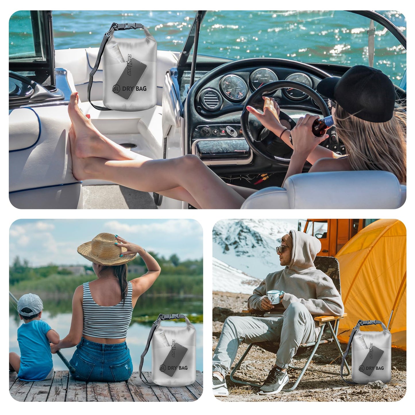 Zanhour Waterproof Dry Bag - Roll Top Transparent Storage Bag,2L/5L/10L/20L,Suitable for Traveling, Swimming, Kayaking, Camping, Fishing, Rainy Day Trips