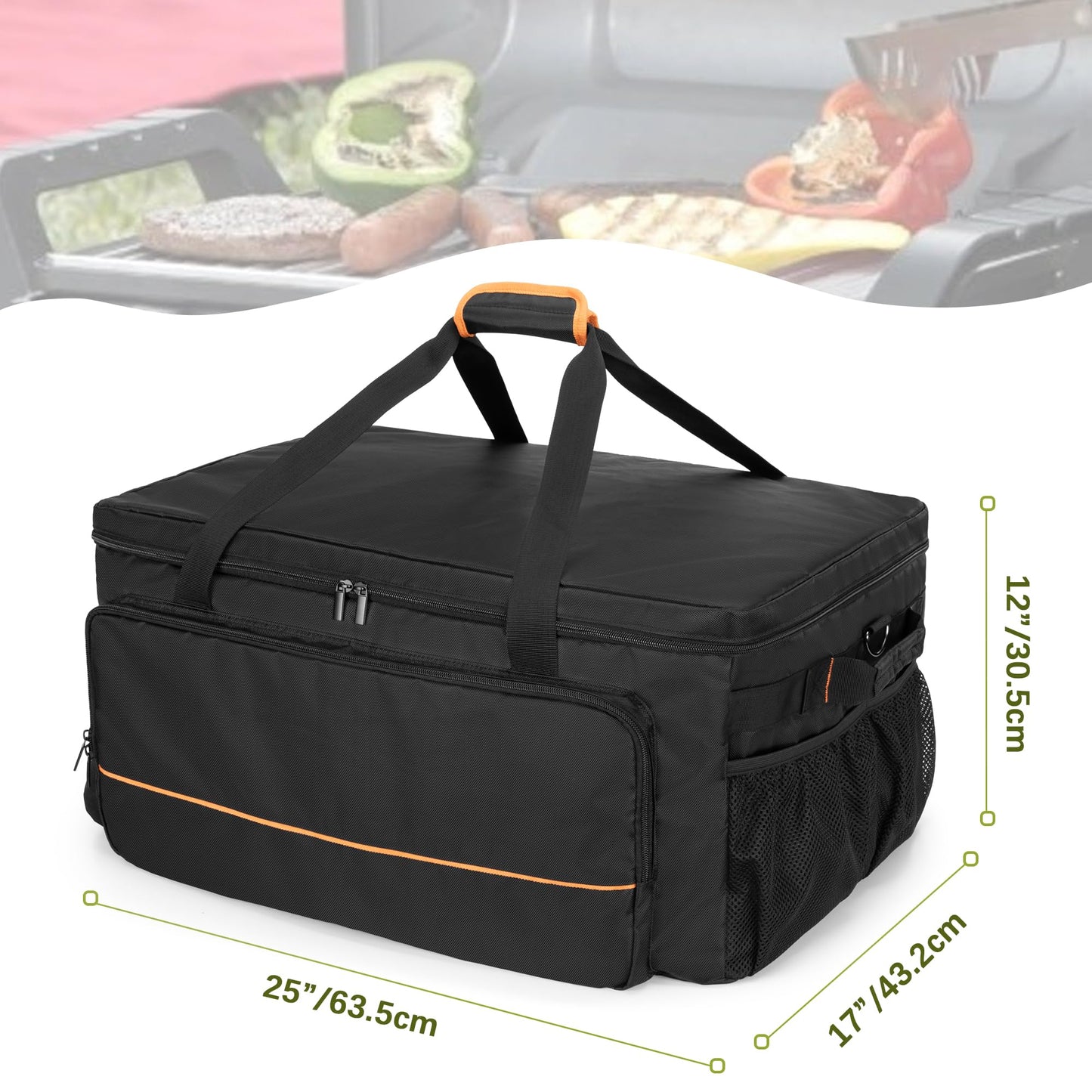 HODRANT Grill Carry Case Compatible with Char-Broil Grill2Go X200 Portable Propane Gas Grill, 1-Burner Grill Cover Bag with Multi Storage Pockets for Outdoor Grill Tools & Accessories, Only Bag