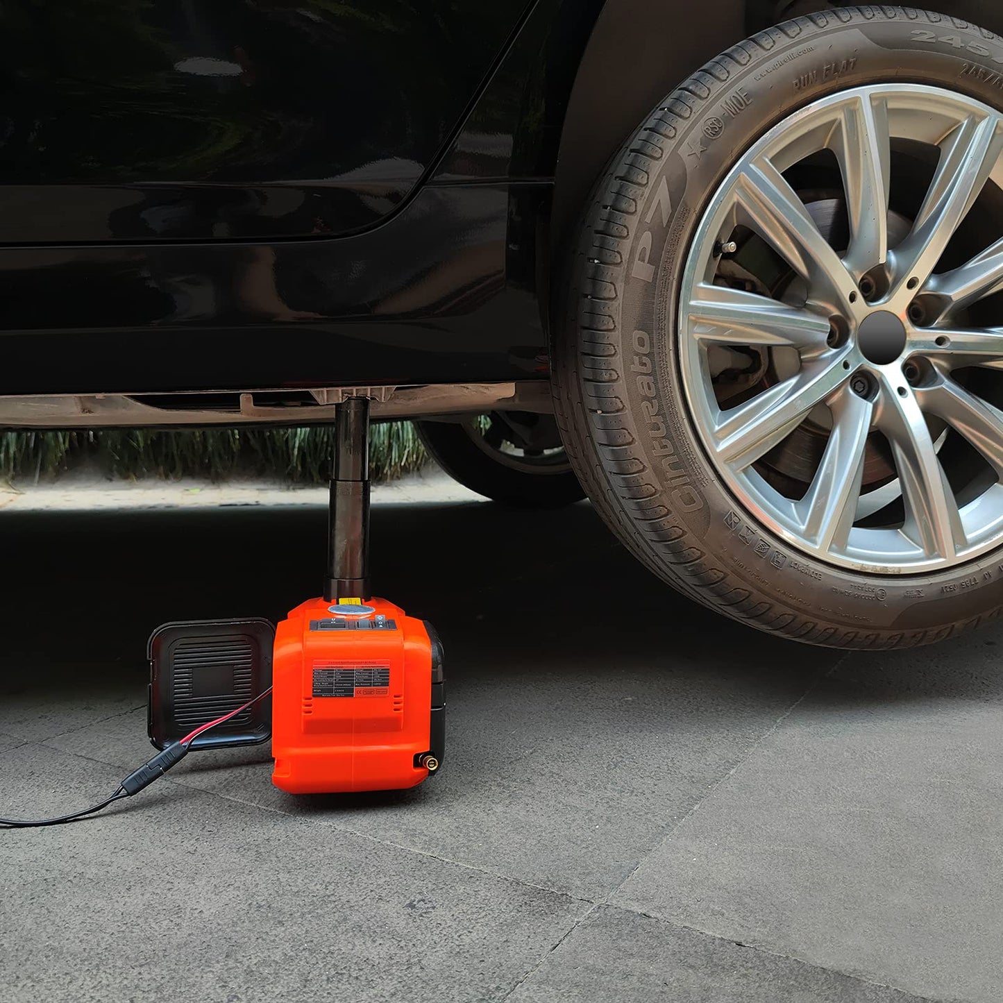 E-HEELP Electric Car Jack 5Ton 12V Kit Hydraulic (Lifting Range: 6.1~17.7 inch) with Inflator Electric Jack for Car SUV Sedan MPV Change Tires Garage Repair Emergency Kit