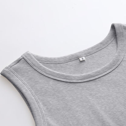 ANRABESS Womens Sleeveless High Neck Tank Tops Fashion Summer Casual Basic Slim Fit Ribbed Racerback Top Shirt Clothes Grey Large