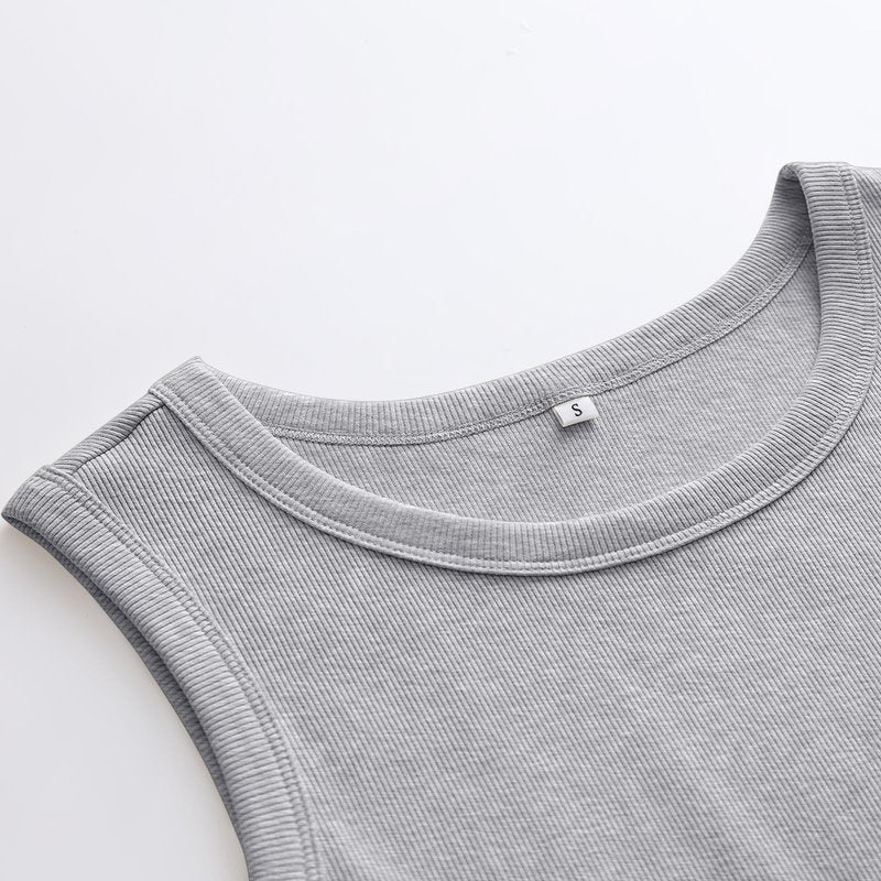 ANRABESS Womens Sleeveless High Neck Tank Tops Fashion Summer Casual Basic Slim Fit Ribbed Racerback Top Shirt Clothes Grey X-Large