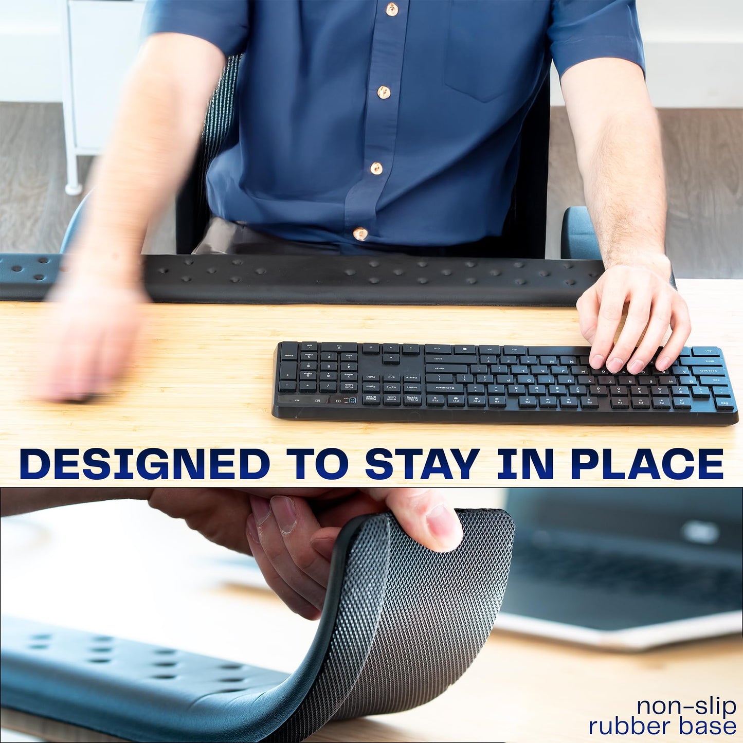 VIVO Ergonomic Long 30” Wrist Pad, Non-Slip Memory Foam Arm Rest for Desk, Elbow Cushion with L-Shaped Edging, Black, DESK-WR30