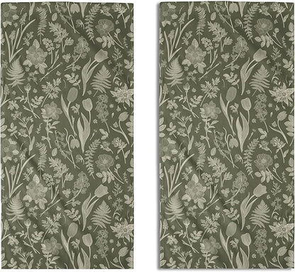 Sage Green Spring Floral Hand Towels