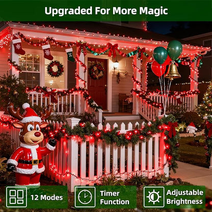 1500 LED 470FT Christmas Lights Outdoor,12 Lighting Modes Christmas String Lights with Timer, Dimmable Plug in Red LED StringLights Waterproof for Yard Tree Wedding Party Holiday Red