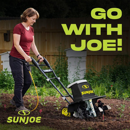 Sun Joe Corded Electric Garden Tiller & Cultivator with Steel Tines, 16 In, 12-Amp Motor - Heavy-Duty Tilling Machine and Power Tools for Lawn, Yard, and Gardening Care, TJ603E