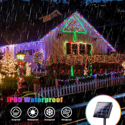 Extra-Long Solar String Lights Outdoor, 4-Pack 400 LED Solar Christmas Fairy Lights for Outside Waterproof, Copper Wire 8 Modes Twinkle Fairy Light for Tree Garden Party Xmas Wedding Decor(Multicolor)