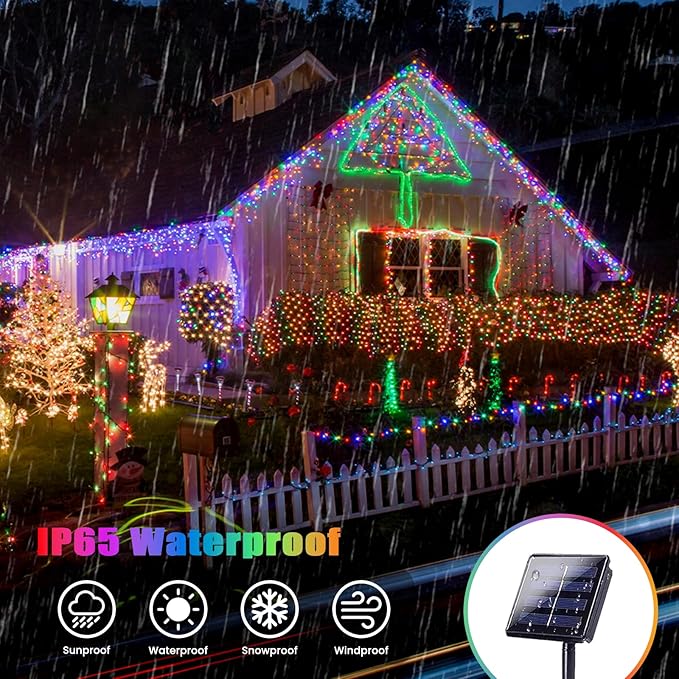 Extra-Long 144FT Solar String Lights for Outside, 2 Pack 400LED Solar Christmas Lights Outdoor, Waterproof Copper Wire with 8 Modes Twinkle Fairy Lights for Tree Garden Party Xmas Decor (Multicolor)
