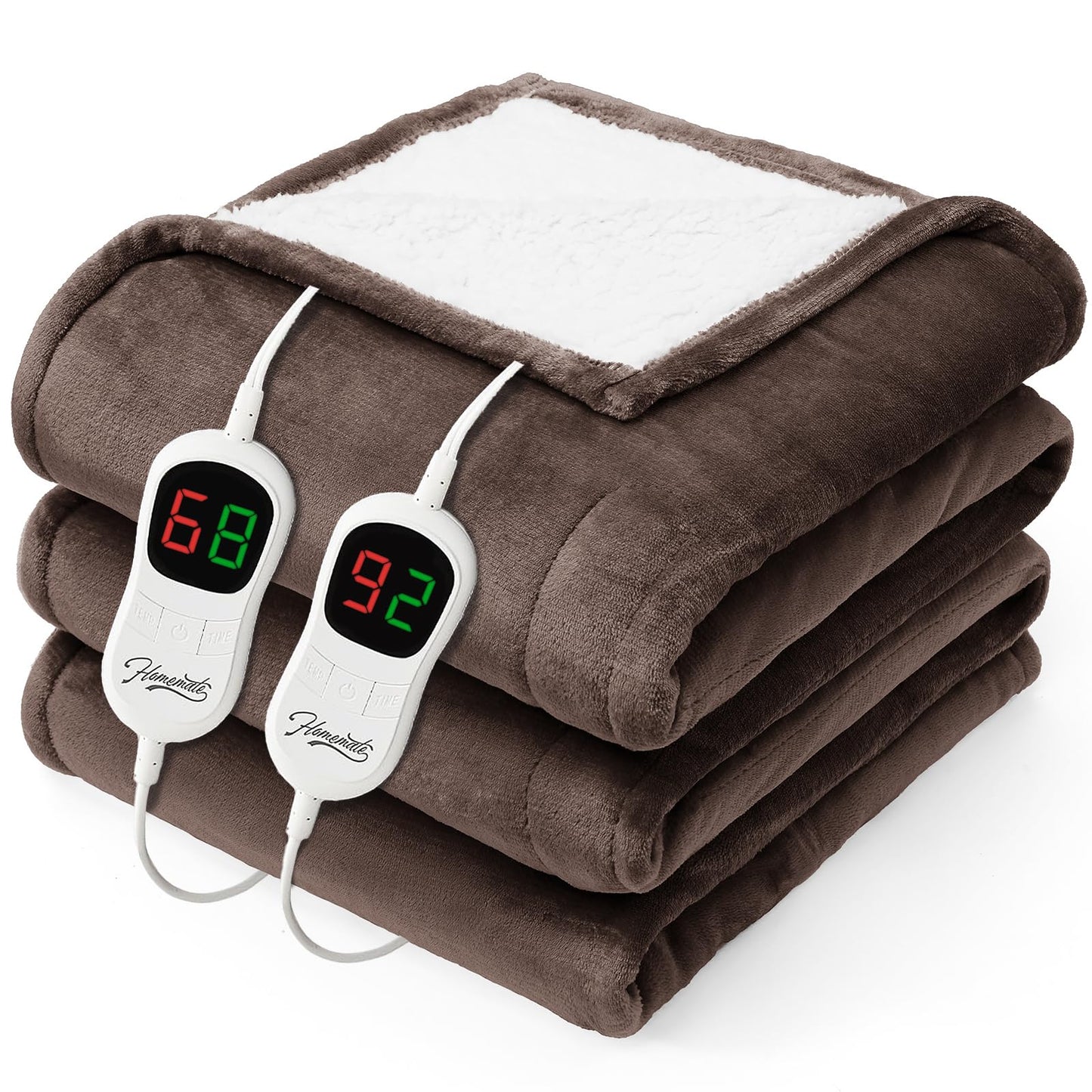 Homemate Electric Heated Blanket Twin - 62"x84" Heating Bed Blankets Throw with 10 Heating Levels 8 Hours Auto Off Fast Heating Over-Heated Protection Ultra Soft Warm Flannel ETL Certified Grey