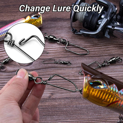 Alwonder 20-Pack Ball Bearing Swivels with Snaps, Fishing Snap Swivels Fishing Tackle Saltwater Freshwater Coastlock Snaps Barrel Swivel Leader Connector Downrigger Planer Release Clips 26LB