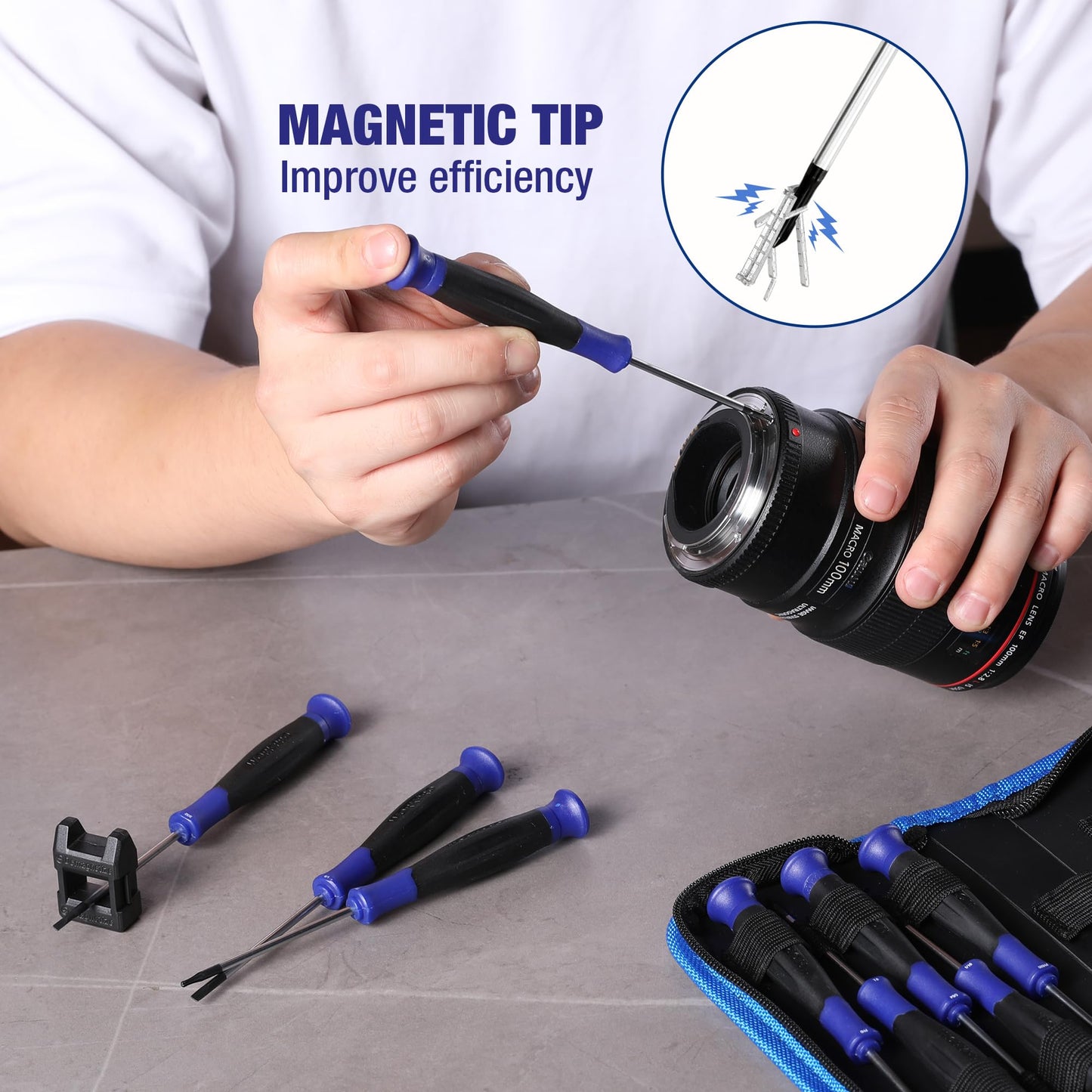 WORKPRO 10-Piece Precision Screwdriver Set with Pouch, Phillips, Slotted, Torx Star, Magnetic Screwdriver Repair Tool Kit, Non-Slip Grip, for Eyeglass, Watch, Computer, Laptop, Phone
