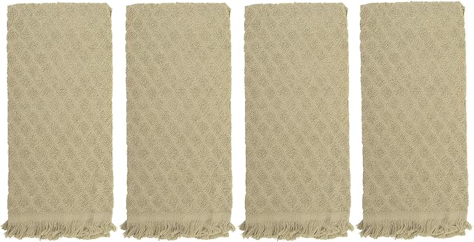 MosJos Kitchen Towels, Sage Taupe Diamond Pattern Drying Towels 18 x 28 Super