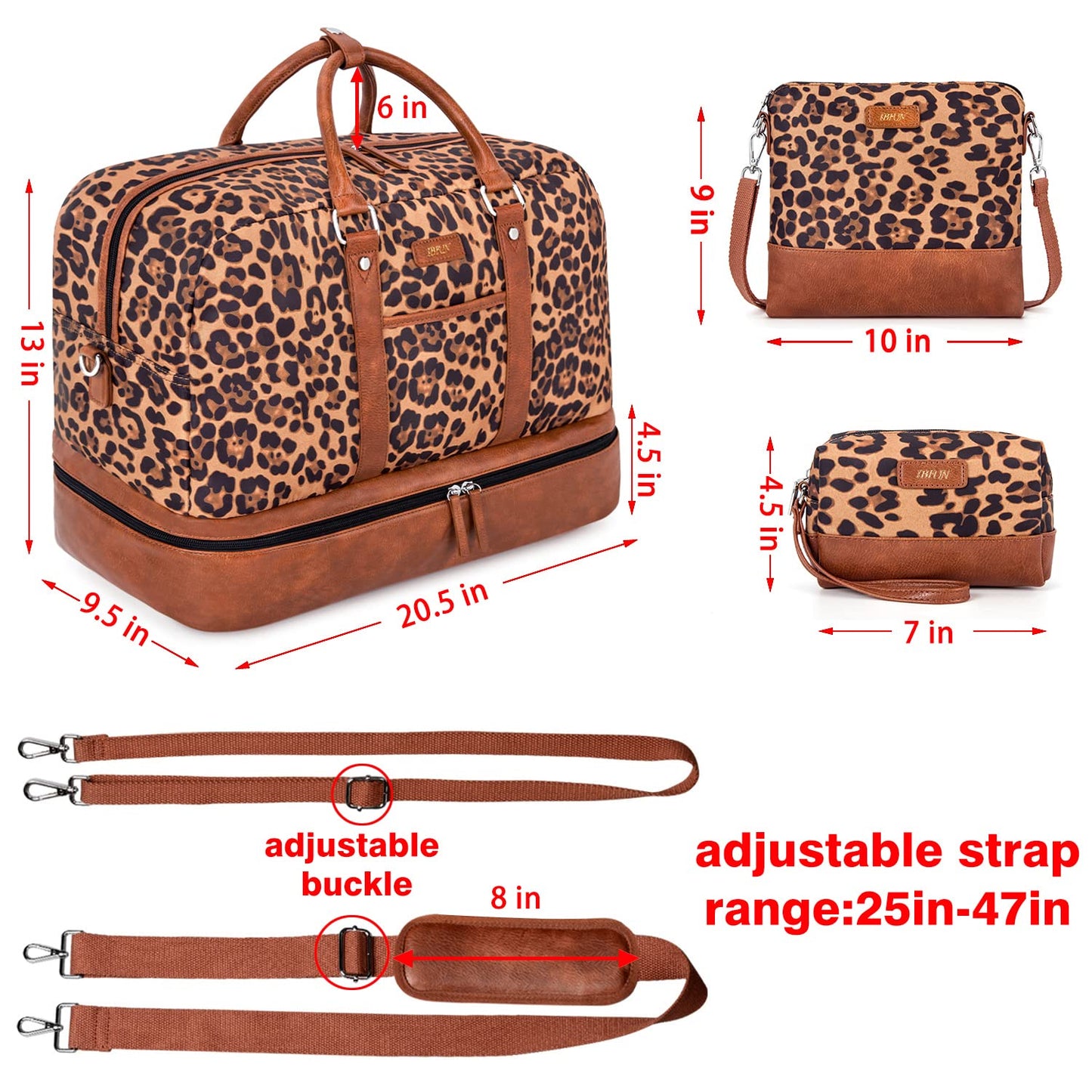 Weekender Bags for Women, Large Overnight Bag Canvas Travel Duffel Bag Carry On Tote with Shoe Compartment 21" 3Pcs Set