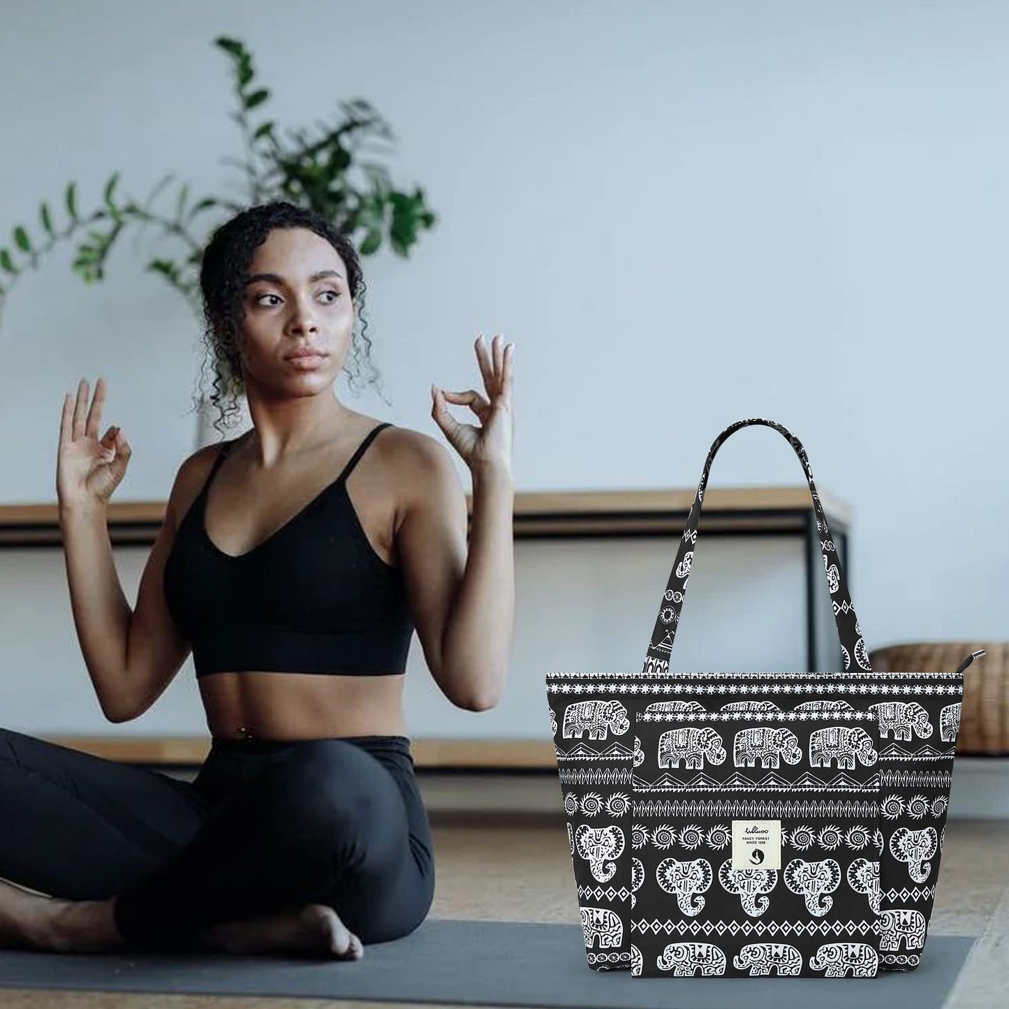 WLLWOO WLLWOO Yoga Bags for Women with Yoga Mats Bags Carrier Carryall Canvas Tote for Pilates Shoulder for Travel Office Beach Workout