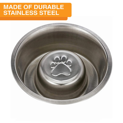 Neater Pet Brands Stainless Steel Slow Feed Dog Bowl for Fast Eating Large Breed, Metal Slow Feeder Dog Bowl Fits in Large Neater Feeders, for Puppy or Dogs (>40 lbs), 3 Cup Food Capacity
