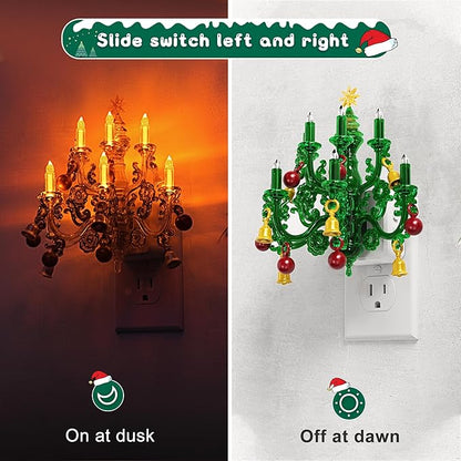 L LOHAS LED Christmas Night Light, Plug in Night Light with Dusk to Dawn Sensor, 3 Brightness Adjustable and RGB Mode, Ideal Nightlight for Christmas Home Decor, 2 Pack