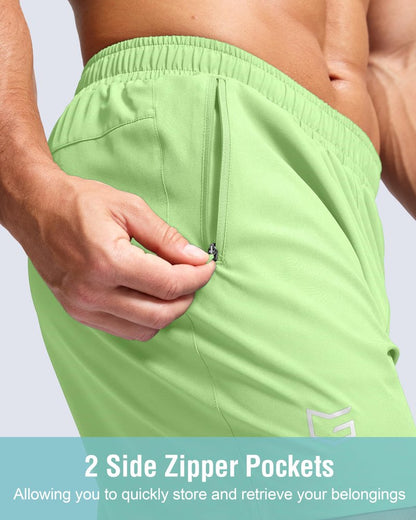 G Gradual Men's Athletic Running Shorts with Zipper Pockets Quick Dry 7"/ 5"/ 9" Workout Gym Shorts for Basketball Hiking(Mint Moment,9XXXL)