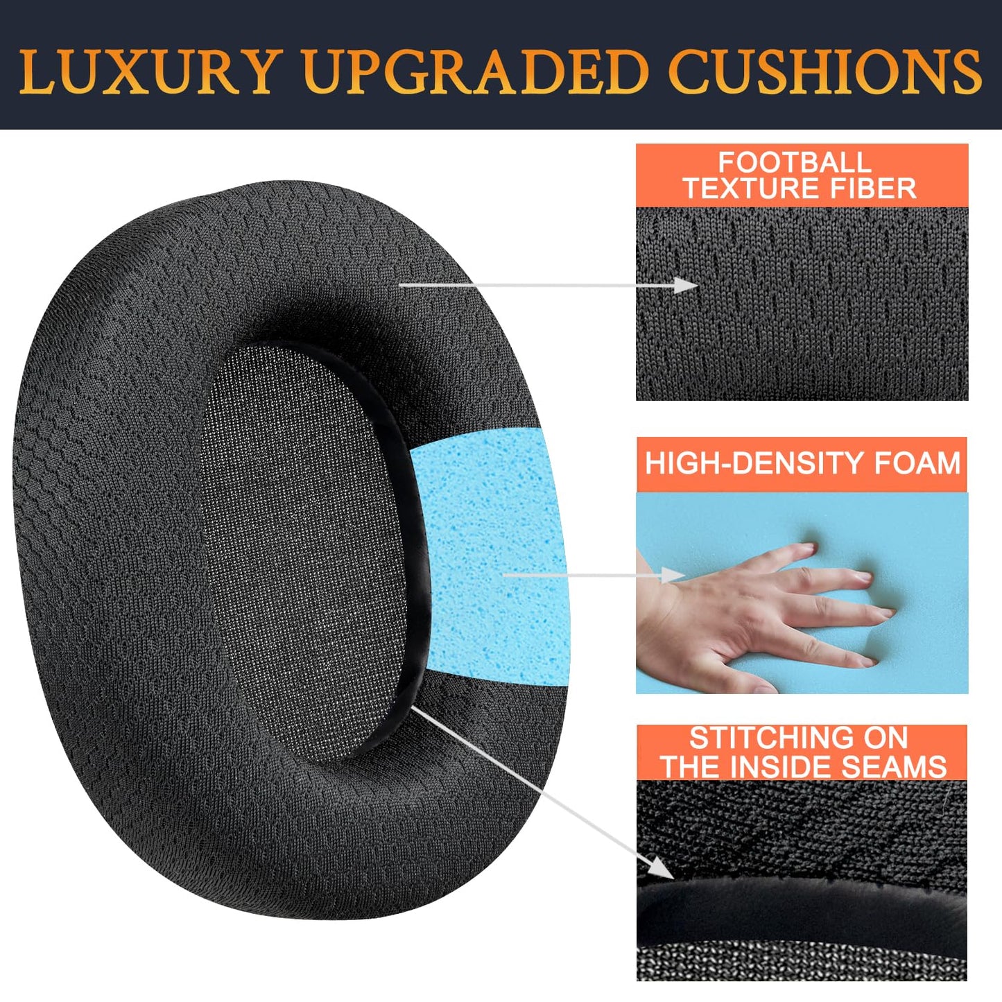 SOULWIT Replacement Earpads for SteelSeries Arctis 1/3/5/Arctis 7/7+/7P/7P+/7X/7X+/9/9X/Pro/Prime(Do Not Fit Any Arctis Nova) Headset, Ear Pads Cushions with High-Density Foam - Black