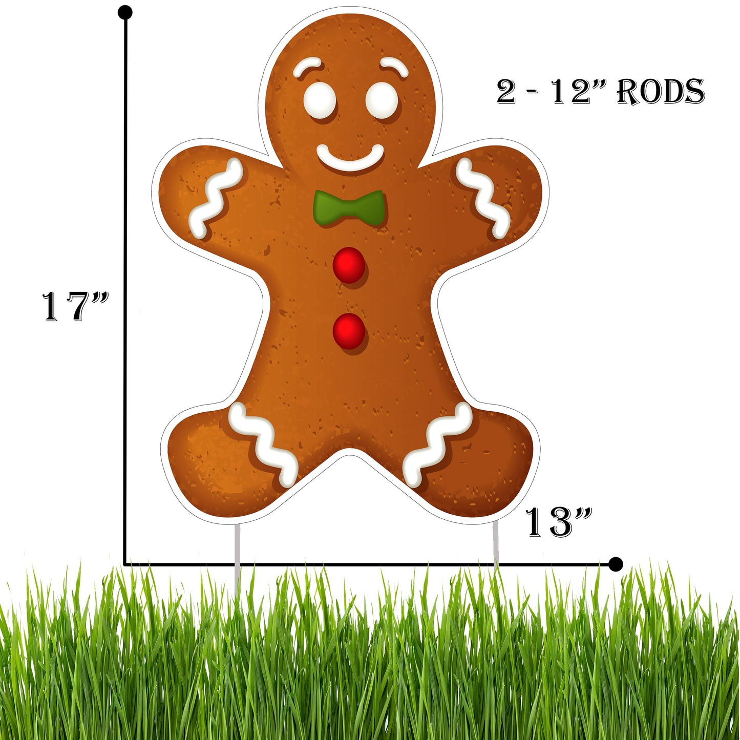 Rogue River Tactical Gingerbread Man Merry Christmas Classic Yard Sign for Home Decor and Lawn Decoration With Stakes - Happy Holidays, XMAS, Santa Claus