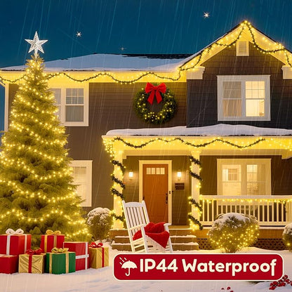 Hishine Outdoor Christmas Lights 82FT 1000LED, String Lights Indoor 8 Modes Waterproof Plug in Christmas Tree Light for Holiday, Warm White