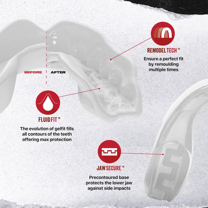 SAFEJAWZ Mouth Guard, Elements Dual Layer Mouthguard for Adults with Case, Easy Fit Remoldable Mouthpiece for Football, Boxing, Lacrosse, Basketball & All Contact Sports (Adult 12+ Years, Wind)