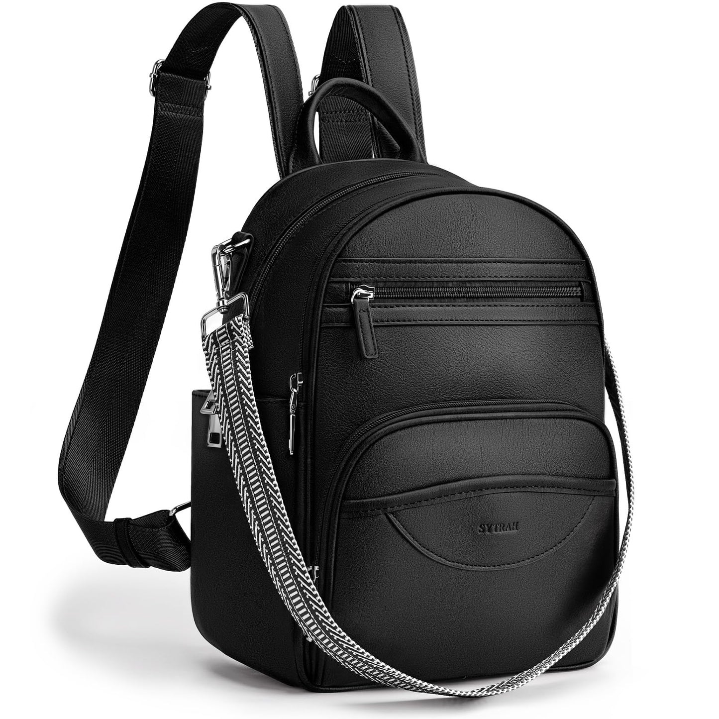 SYTRAH Small Backpack Purse for Women, Mini Backpack Vegan Leather with RFID Blocking & Tablet Pocket, Cute Shoulder Handbag for Travel, School & Work Black