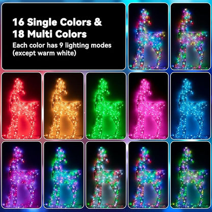 Lithome Led Christmas Fairy Lights Plug In, 200LED 66FT Color Changing Fairy Lights with Remote, 9 Modes Led Christmas Lights Indoor Dimmable, RGB Fairy String Lights Twinkle for Xmas Home Party Decor