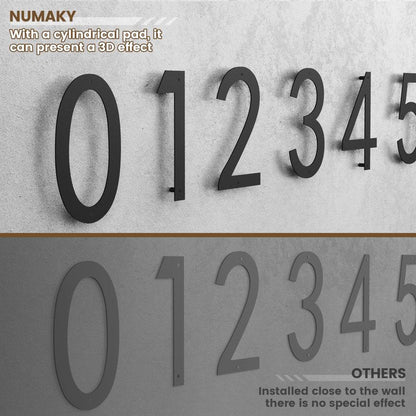 NUMAKY 16 Inch Large Modern House Numbers for Outside, Matte Black Metal Outdoor Address Numbers with Floating 3D Shadow & All Mounting Hardware, Weatherproof for Home/Garage/Apartment/Hotel (Number 3)